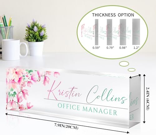 Custom Name Plate for Desk, Personalized Desk Name Plate on Clear Acrylic Glass, Appreciation Gifts for Teacher Employee Boss Coworkers Nurse, Office Desk Accessories for Women Men (Peach) - Image 6