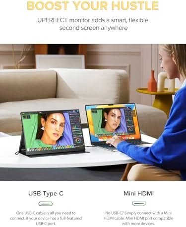 UPERFECT 14.5" 4K Portable Monitor, 125% sRGB, 600 Nits 16:10 Display - Image 5