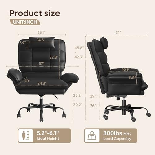 Bestier Criss Cross Chair with Adjustable Arms PU Leather Black - Image 2