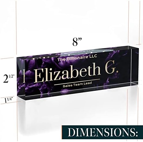Desk Name Plate Personalized, Custom Name Plates 2½/x8 Inches, Thick Crystal-Clear Acrylic, Gift Box, Office Desk Decor. USA Made by ACRYLUXE (Blossom) - Image 7