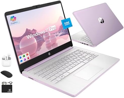 HP Ultrabook 14 Laptop Computer Business Study & Home 2025, Lifetime MS Office + Windows 11 Pro, Quad-Core Intel CPU, 16GB RAM & 628GB Storage (128GB UFS+500GB Ext), WiFi 6, HubxcelAccessory, Lavender by Unknown
