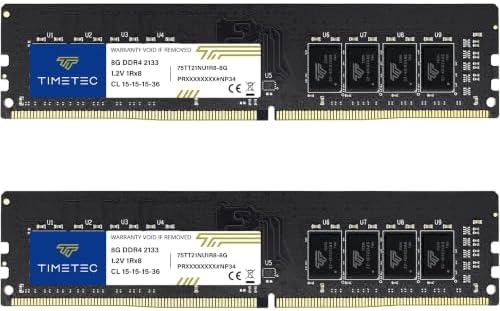 Timetec 16GB KIT (2x8GB) DDR4 2133MHz (PC4-2133P) PC4-17000 UDIMM Desktop RAM – 288-Pin 1.2V CL15 Non-ECC Unbuffered DIMM Memory Module Upgrade by Timetec