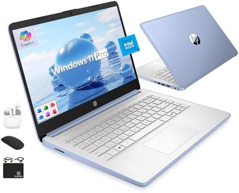 HP Ultrabook 14 Laptop Computer Business Study & Home 2025, Lifetime MS Office + Windows 11 Pro, Quad-Core Intel CPU, 16GB RAM & 628GB Storage (128GB UFS+500GB Ext), Wi-Fi 6, HubxcelAccessory, Blue by Unknown