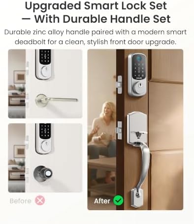 DESLOC B200 Smart Front Door Lock Handle Set, Fingerprint & App Control - Image 2