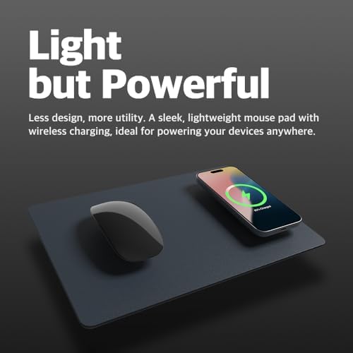 POUT H3 - Portable Qi Wireless Charging Mouse Pad Mat for Laptops Charges w/iPhone, Airpod, Samsung Galaxy (Midnight Blue) - Image 2