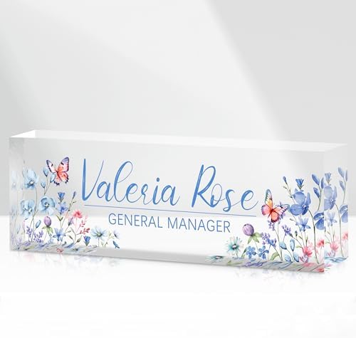 Custom Name Plate for Desk, Acrylic Desk Name Plate Personalized, Employee Appreciation Gifts, Office Desk Accessories for Woman Teacher Nurse, Coworker Gifts for Manager Assistant by DOCRAGI