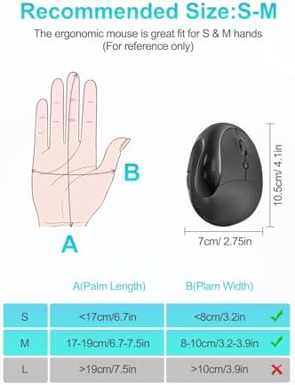 Lekvey Ergonomic Mouse, Rechargeable Wireless Mouse for Small Hands, Black - Image 7