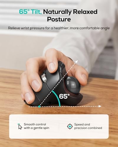 Nulea Wireless Ergonomic Vertical Trackball Mouse Thumb Control - Image 2