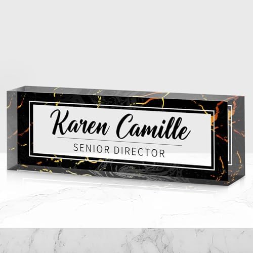 Custom Office Name Plate for Desk - Name Plate Personalized Gifts for Coworkers, Boss, Teacher, Social Worker - Acrylic Office Desk Decor for Women Men - Employee Appreciation Gifts (black gold) by EveryBaositycraftsgiftisone-of-a-kind%E2%80%94exclusivelycraftedforyou