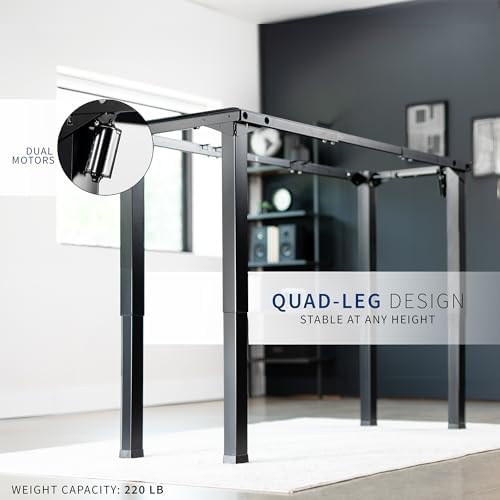 VIVO Black 4-Leg Dual Motor Standing Desk Frame, DESK-E4B - Image 4