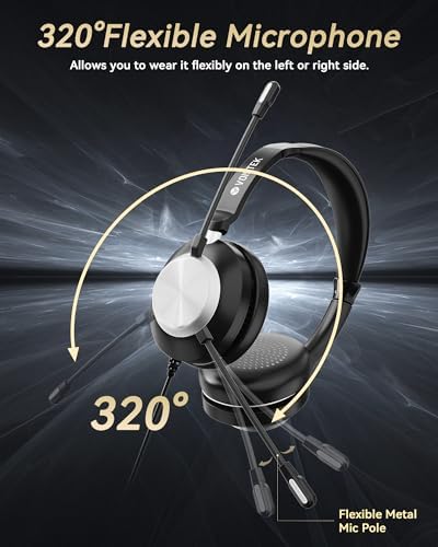 Voistek USB Headset with Microphone for PC & Laptop, On-Ear Computer Headset with Microphone Noise Canceling, Mute & Volume Controls for Zoom, Teams, Online Meetings, Remote Work, Home Office - Image 5