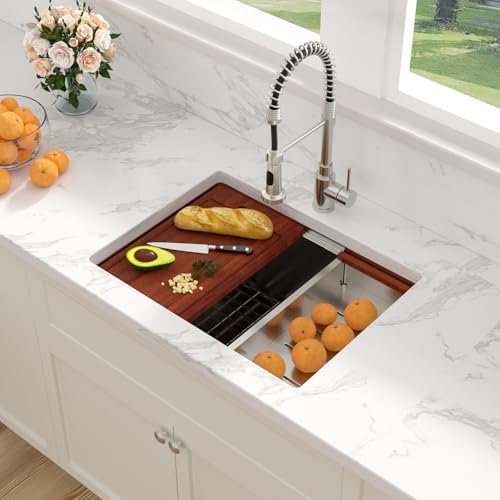 Sarlai 25 Inch Kitchen Sink Undermount 25"x19" Workstation Stainless Steel - Image 3