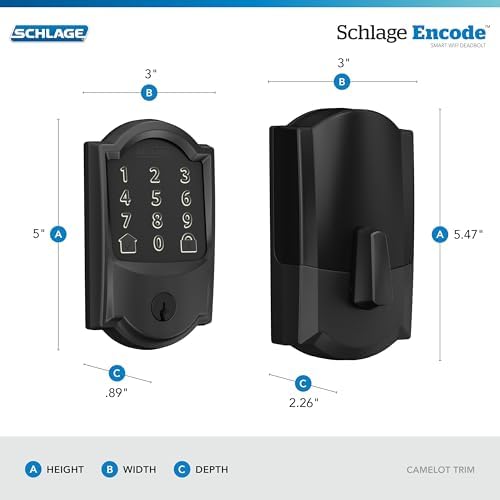 Schlage Encode Smart WiFi Deadbolt Lock with Camelot Trim, Matte Black - Image 3