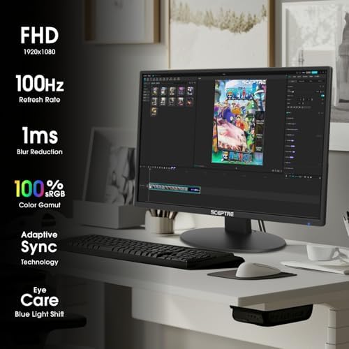 New! Sceptre 24-inch Prime Monitor 100Hz 100% sRGB HDMI x2 VGA Build-in Speakers Machine Black 2026 (E248W-19203R Series) - Image 3