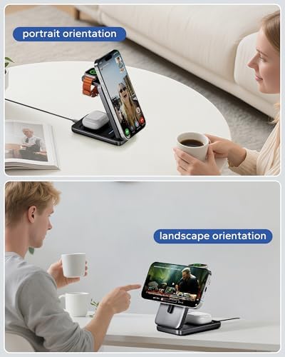 KPON Foldable 3in1 Charging Station for Magsafe, Travel Phone and Watch Charger for Apple, PD20W Wireless Charging Dock for Multiple Devices iPhone 17 16 15 14 13 12 Series/Apple Watch/Airpods - Image 5