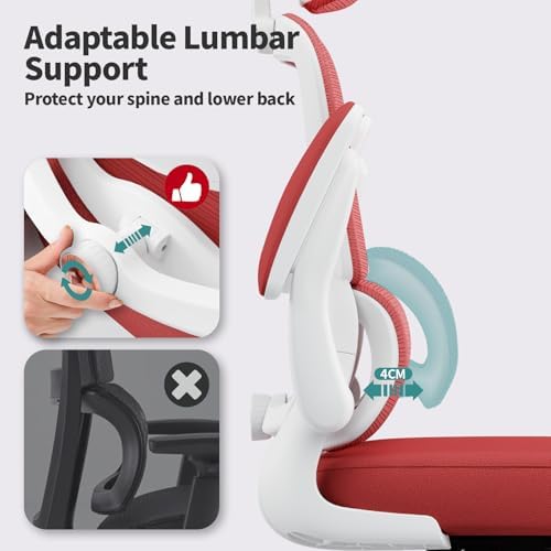 TRALT Office Chair Ergonomic Desk Chair with Lumbar Support Red, 1 - Image 4