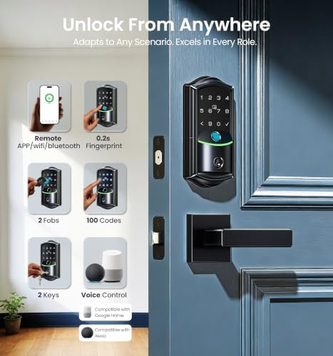 Veise VE027 WiFi Smart Lock Fingerprint Keyless Entry Deadbolt Matte Black - Image 3