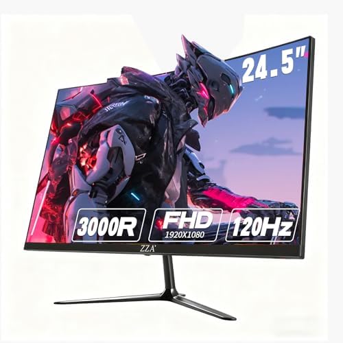 ZZA 24.5 Inch FHD (1920x1080) 120Hz Curved Gaming Monitor, 3000R Curvature VA Panel, 1ms MPRT, AMD FreeSync, Ultra-Thin Bezel, Eye Care, for Esports,PC - Image 2