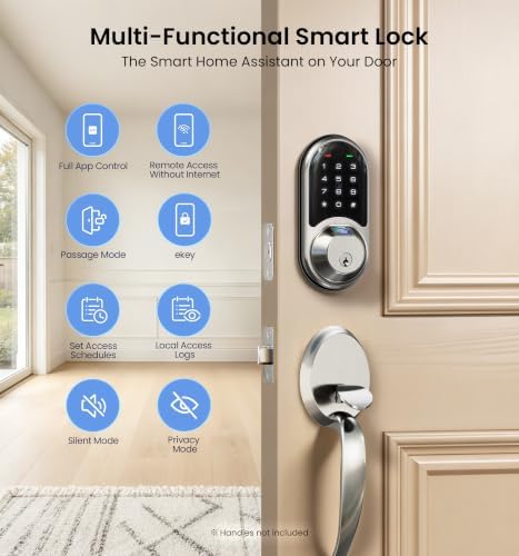 Veise RZ07 Fingerprint Smart Door Lock Deadbolt, App Control, Satin Nickel - Image 4