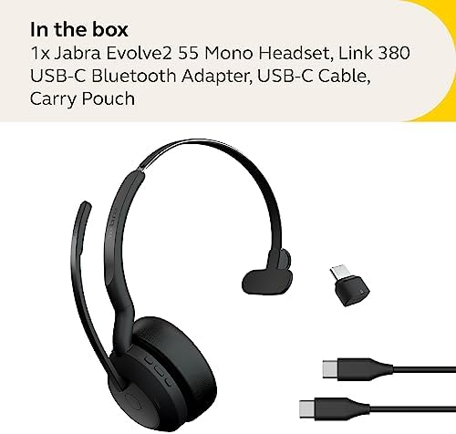 Jabra Evolve2 55 Mono Wireless Headset - Features AirComfort Technology, Noise-Cancelling Mics & Active Noise Cancellation - Works with UC Platforms Such as Zoom & Google Meet - Black - Image 5