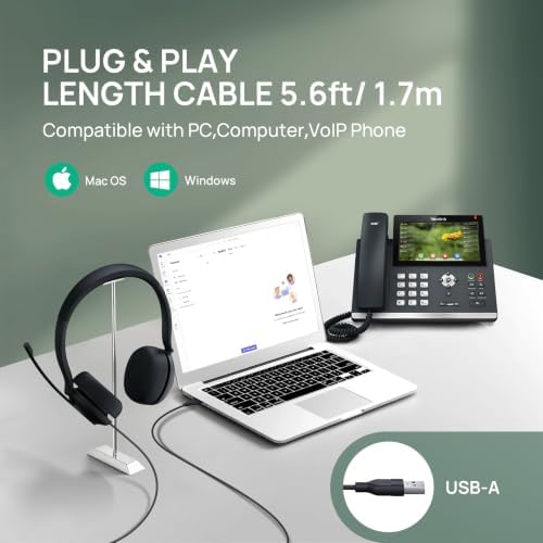 Yealink UH35 Wired Headset,USB-A,AI Noise Canceling Mic,Call Control,On-Ear - Image 5