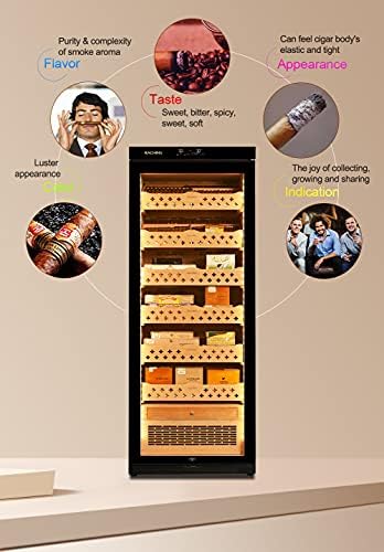 Cigar Climate Control Cabinet, Raching MON2800 Cigar Humidor Cabinet with Ammonia Removal, 320L Wood Frame Cabinet for Cigar Storing&Aging - Black - Image 7