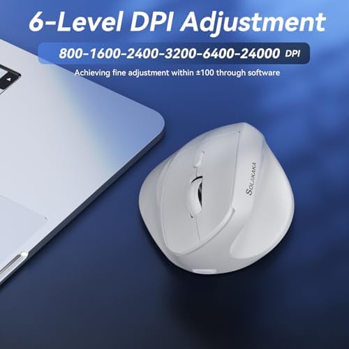 SOLAKAKA SM520 Ergonomic Wireless Mouse with 24,000 DPI, White - Image 4