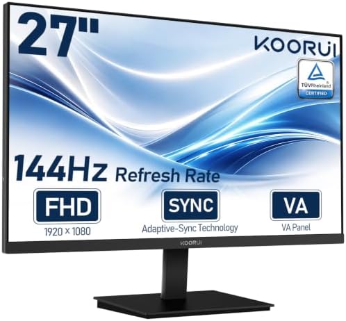 KOORUI 27-inch Computer Monitor, 144Hz FHD VA for Work, Stream & Play by KOORUI