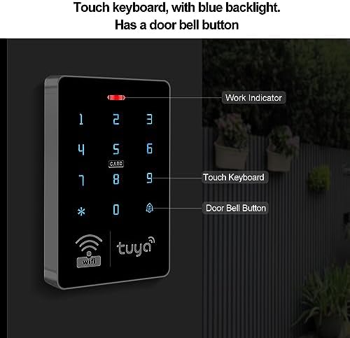WiFi Tuya Access Control System Kit Outdoor Waterproof RFID Access Controller Touch Keypad 125KHz 13.56MHz + 180KG Electric Magnetic Lock, Smart Phone APP Password Unlock - Image 3