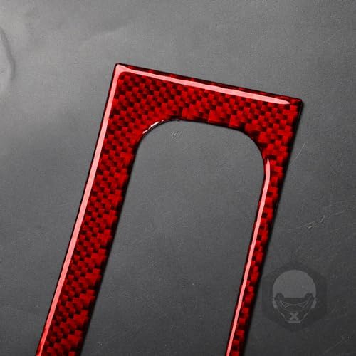 Real Soft Red Carbon Fiber Car Center Console Handbrake Panel Side Frame Cover Trim Sticker Auto Interior Decoration Accessories Compatible with Benz Smart 2016 2017 2018 2019 2020 2021 - Image 5