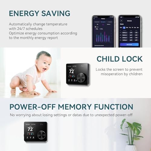 ST300 WiFi Thermostat, Compatible with Alexa and Google, App Control, 3.5” Touch Screen, Knob, Easy Install, Universal Compatibility, 7 Day Scheduling, Night Light, Zoning Compatible - Image 6