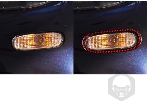 Real Soft Red Carbon Fiber Car Front Fog Lamp Indicator Light Panel Frame Trim Sticker Auto Exterior Decoration Accessories Compatible with Benz Smart 2016 2017 2018 2019 2020 2021 - Image 4
