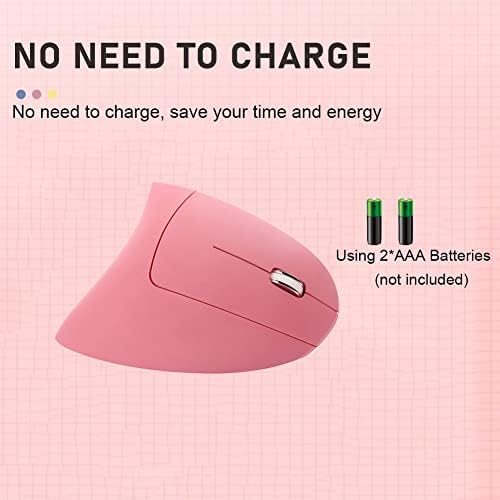 Wireless Mouse Ergonomic Vertical Mouse Ergo LED Light High Precision Optical Cordless Lightweight Mice Gift for Boy Girl Adults for PC Computer Laptop Mac Office,with Side Buttons, 800/1200/1600 DPI - Image 4