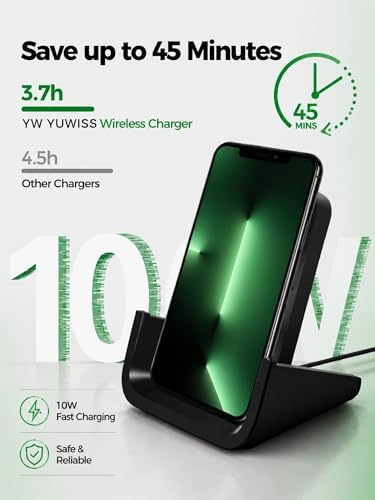 Wireless Charger YUWISS Wireless Charging Stand Cordless Charger 10/7.5/5W Compatible with iPhone 14 13 12/12 /11Pro Max/XR/XS Max/XS/X/8/8Plus Galaxy S22/S21/S9/S9+/S8/S8+ Note - Image 2