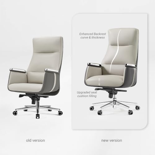 EUREKA ERGONOMIC Royal II High Back Executive Office Chair, Off-White - Image 6