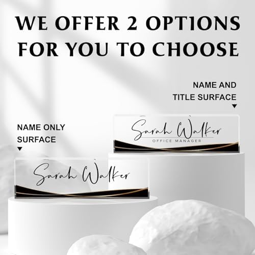Custom Name Plate - Personalized Desk Name Plate - Acrylic Office Accessories - Appreciation Gifts for Coworkers, Employees, Teachers, Staff, Bosses - Office Decor for Women & Men (Black Curve) - Image 2