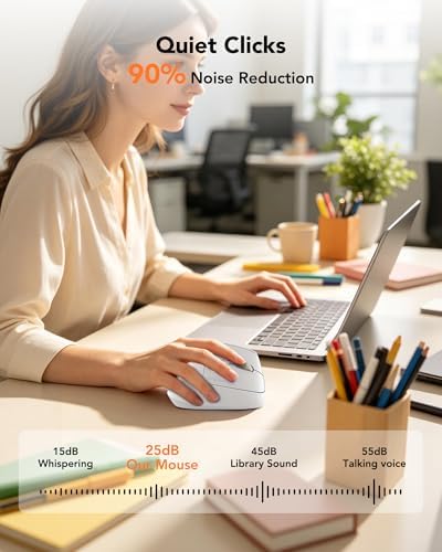 KYSONA Ergonomic Mouse Wireless, Bluetooth Vertical Mouse, 5-Level Adjustable DPI, 2.4G Silent Switch Mice for Windows, MacOS, IPadOS, Laptop, PC, White - Image 6
