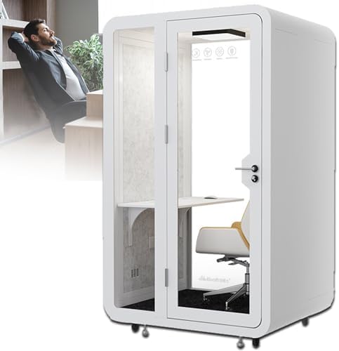 Portable Mobile Office Pod, Movable Phone Booth, LED Light Sound Booth Proof Work Pod for Office and Home, Privacy Proof Separate Room for Private Meeting, Study by MOFGOE