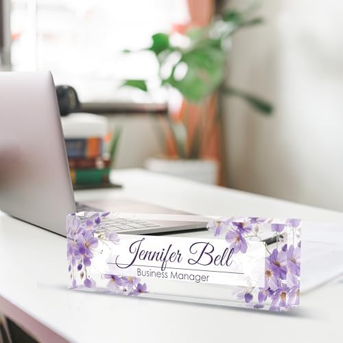 Personalized Name Plate for Desk, Custom Desk Name Plate, Acrylic Name Plate Office Desk Accessories, Personalized Office Gifts for Coworkers Teachers, Employee Appreciation Gifts (Purple Ink) - Image 4