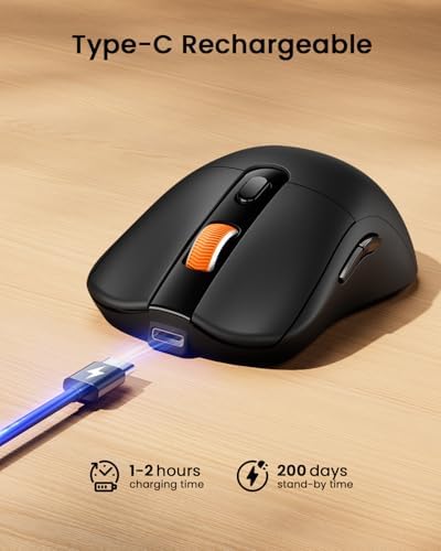 ProtoArc EM15 USB C Mouse, Bluetooth Wireless Mouse for MacBook, Black - Image 5