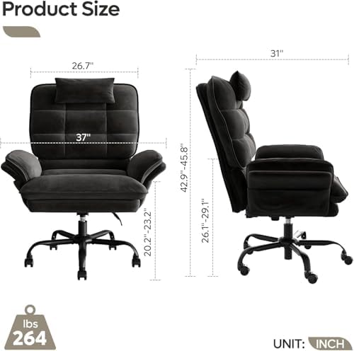 Bestier Criss Cross Chair with Flip-Up Armrests and Headrest, Black Velvet - Image 2