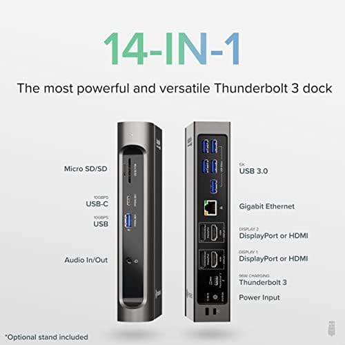 Plugable 14-in-1 USB-C and Thunderbolt Dock - 40Gbps, 96W Charging, Compatible with Mac and Windows, 2X HDMI 2.0 and DisplayPort 4K60, 7X USB, Ethernet, Certified, Driverless, Replaced by TBT4-UDZ - Image 2