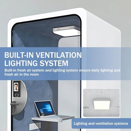 Outdoor Office Pod Booth with Audio Privacy - Portable Soundproof Boooth with White Exquisite Design,Sound Room with Light,Ventilation,Socket for Study,Singing Room,Telephone Booth (40.15") - Image 5