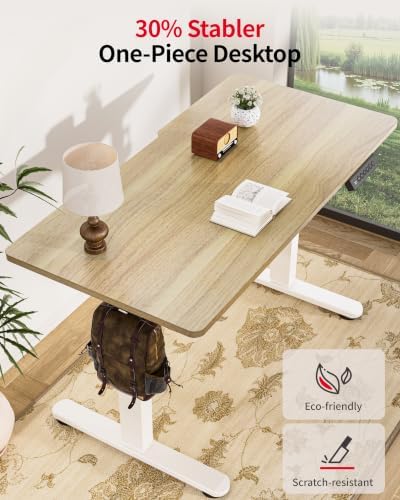 Okin Standing Desk Electric Adjustable Computer Desks, Whole Piece Stand up Desk Office Gaming Home Office Memory Desks 48x24 inches Cream Pecans - Image 4