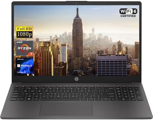 HP 255 G10 15.6" FHD Business Laptop, AMD Ryzen 7 7730U, 64GB RAM, 2TB PCIe SSD, Numeric Keypad, Webcam, Wi-Fi 6, HDMI, Windows 11 Pro, Black by Unknown