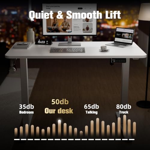 43"x24" Standing Desk,Height Adjustable Sit-Stand Desk Home Office, White - Image 5