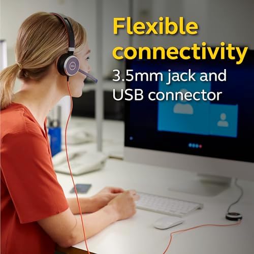 Jabra Evolve 40 MS Professional Wired Headset, Mono – Telephone Headset for Greater Productivity, Superior Sound for Calls and Music, 3.5mm Jack/USB Connection, All-Day Comfort Design, MS Optimized - Image 4