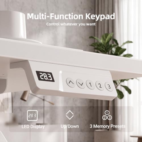 Claiks Electric Standing Desk, 55x24 Inch, White - Image 6