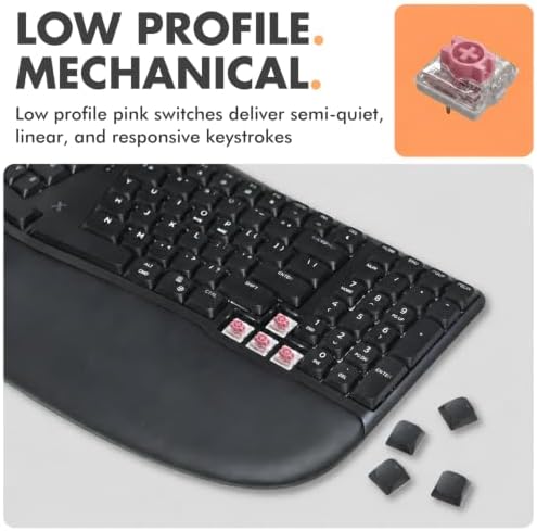 X9 Performance Wireless Mechanical Ergonomic Keyboard - (BT + 2.4G + Wired) - Wireless Mechanical Split Ergonomic Keyboard - Built-in Wrist Cushion, Pink Switch, Backlit, Rechargeable - for PC/Mac - Image 4