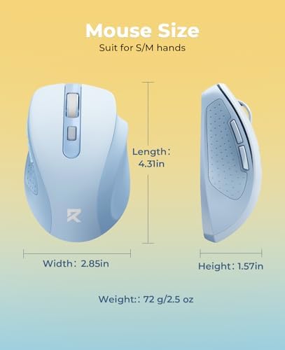 Redragon Wireless Mouse for Laptop, Bluetooth Mouse (BT5.0/3.0&2.4G) with 5 Level 4000DPI, Silent Cordless Computer Mice 6 Buttons,18 Months Battery,Compatible with PC, Laptop, Desktop-Blue - Image 6
